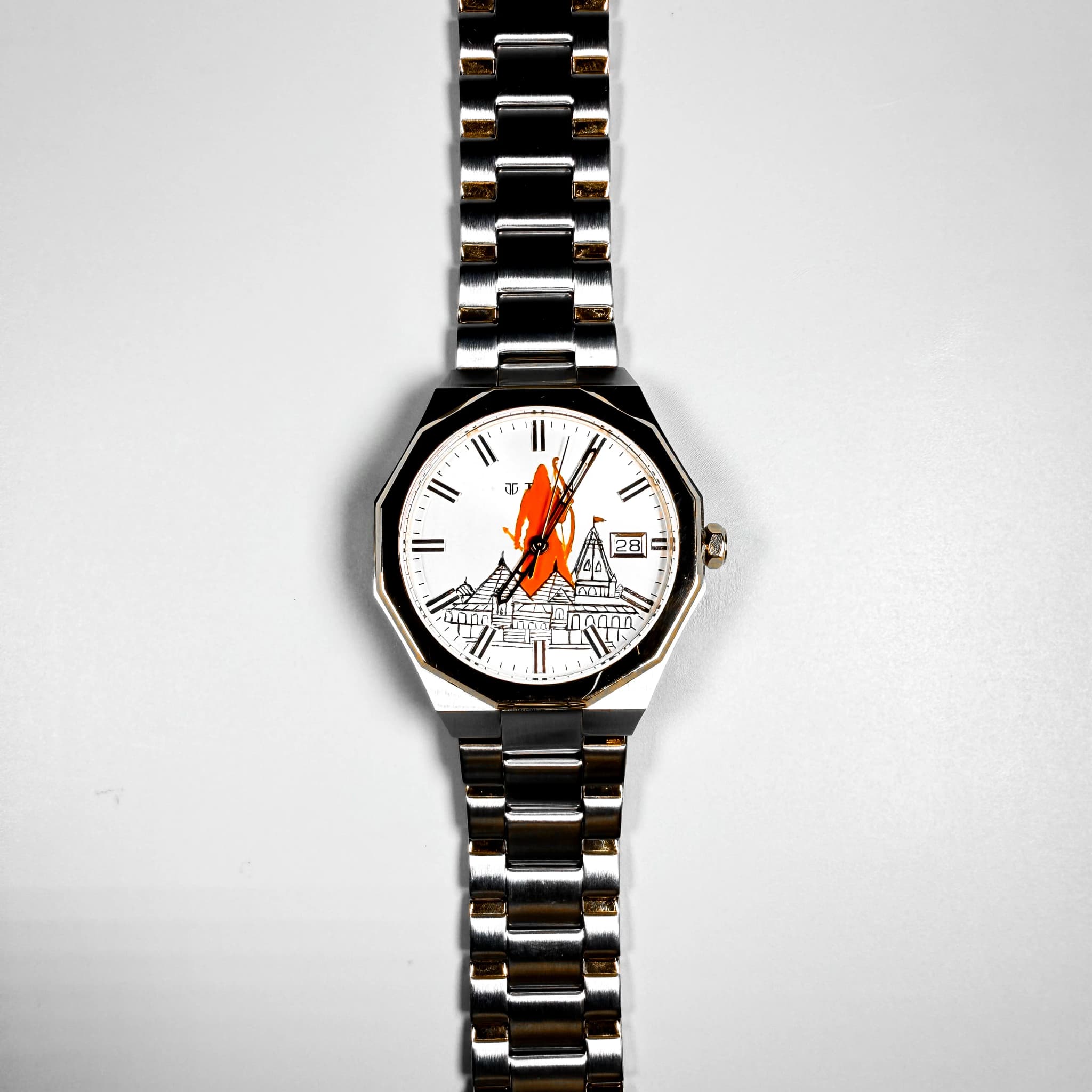 Ram Mandir architectural miniature art on a Titan timepiece